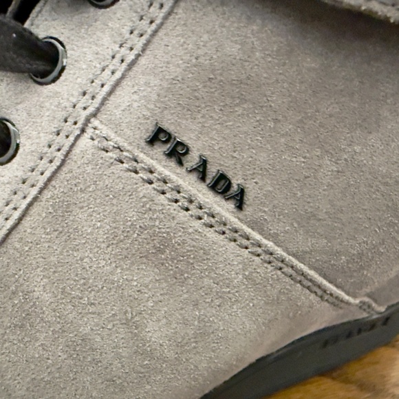 Prada Wedge Suede Ankle Booties Lace Up + Velcro + Zipper 39 / 9 - Picture 11 of 13